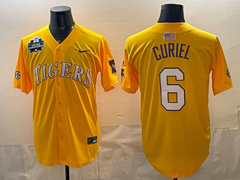 Men 2025 Clemson Tigers #6 Curiel Yellow  Nike NCAA Jersey 00